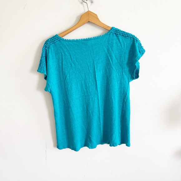 Boden blue linen blend short sleeve top size large - Picture 3 of 4